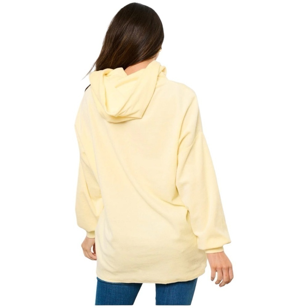 ANDANTE USA Yellow Hoodie with Neon Trim, A Kangaroo Pocket + Side Zips at Hips - Picture 4 of 5